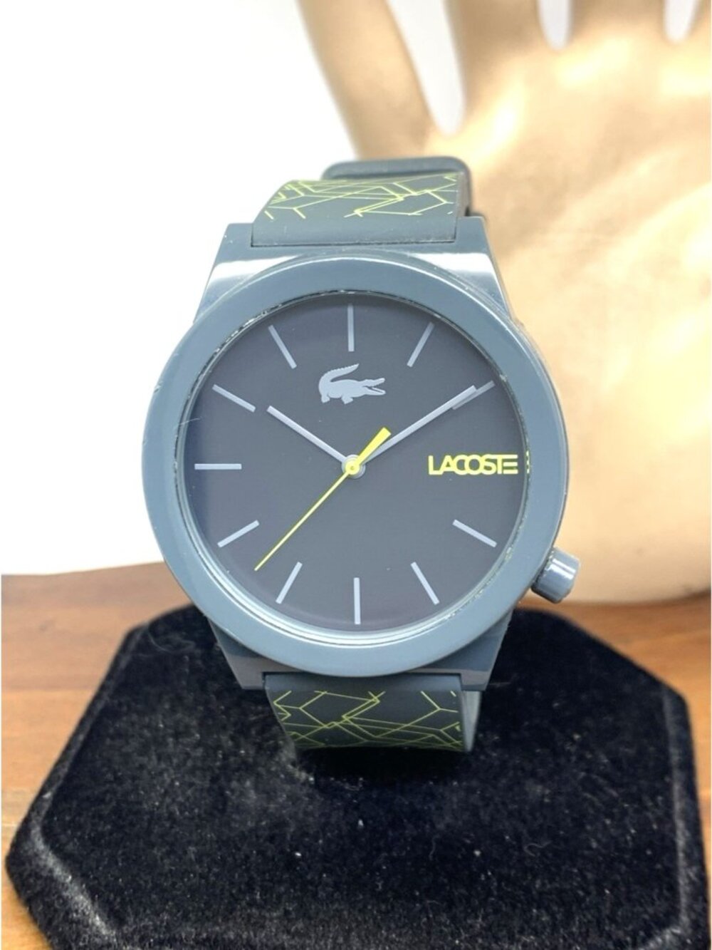 Lacoste Men's Watch 2010958 Quartz Yellow Gray Dial Rubber Band 42mm